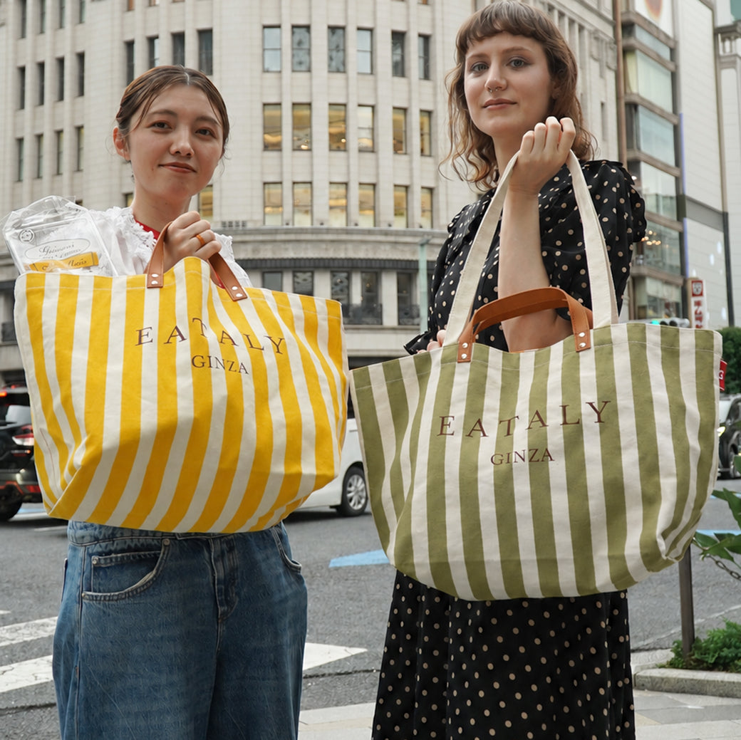 イータリー銀座店のオリジナル限定ストライプトートバッグを発売